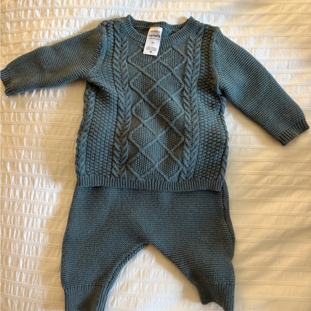 Carter's Teal Cable Knit Baby Set